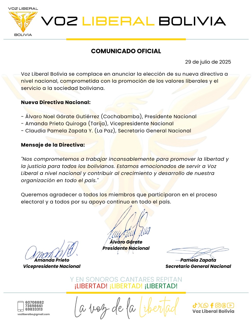 Comunicado 2 - Voz Liberal Tarija